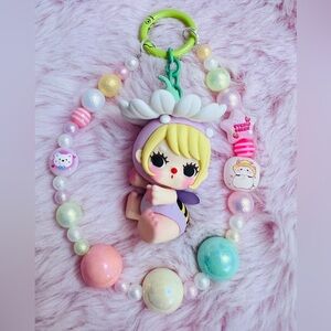 Pastel Flower Fairy Keychain Charm - Pink, Purple & Yellow